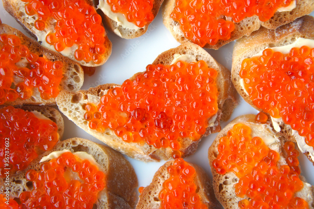 Sandwich with salmon roe Sandwich with salmon roe