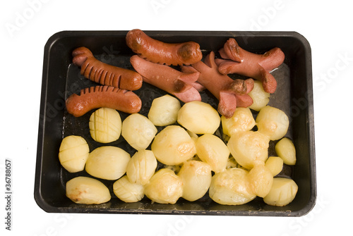 картофель и сосиски