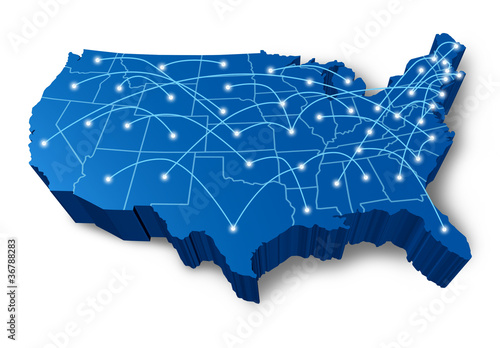 U.S.A 3D map communication network