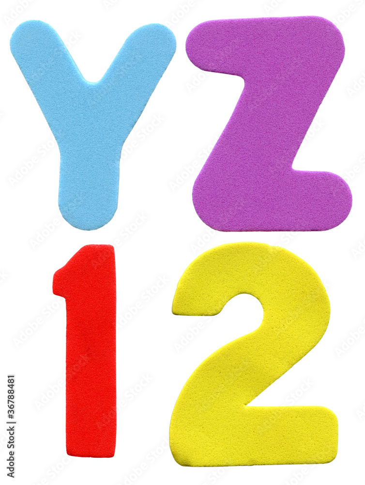 Colorful foam letters and numbers