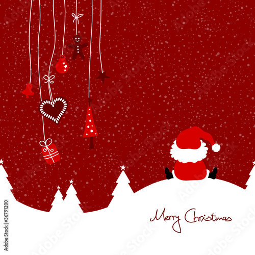 Sitting Santa & Hanging Symbols Red