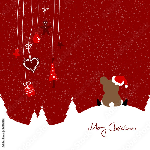 Sitting Teddy & Hanging Symbols Red