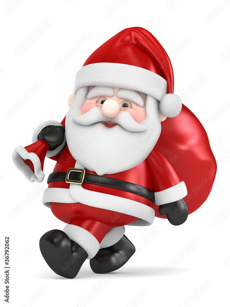 3D Render of Santa Claus carrying bag of gifts Stock Illustration | Adobe  Stock