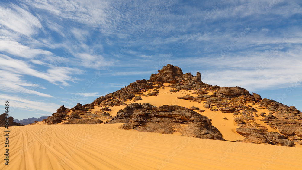 Rock Formations in the Akakus Mountains, Sahara Desert, Libya