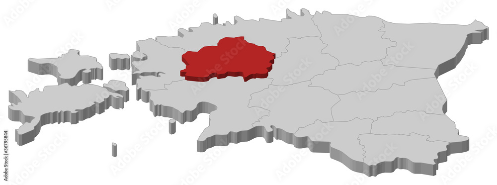 Fototapeta premium Map of Estonia, Rapla highlighted