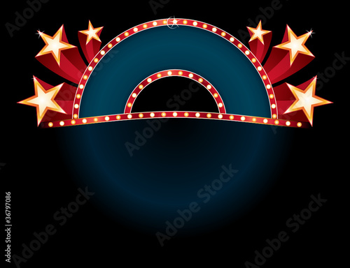 Stars over empty red and blue neon