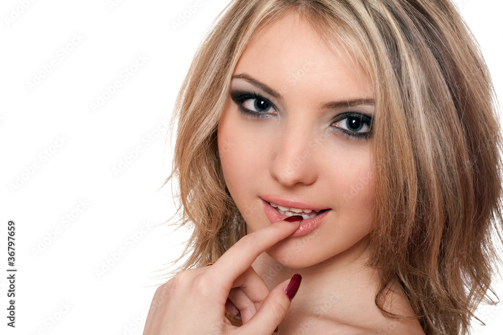 Closeup portrait of happy beautiful young blonde Closeup portrait of happy beautiful young blonde