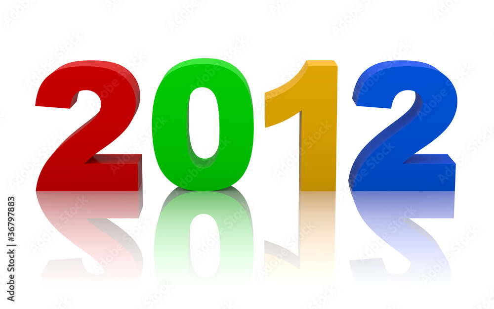 multicolored new year 2012 with clipping path multicolored new year 2012 with clipping path