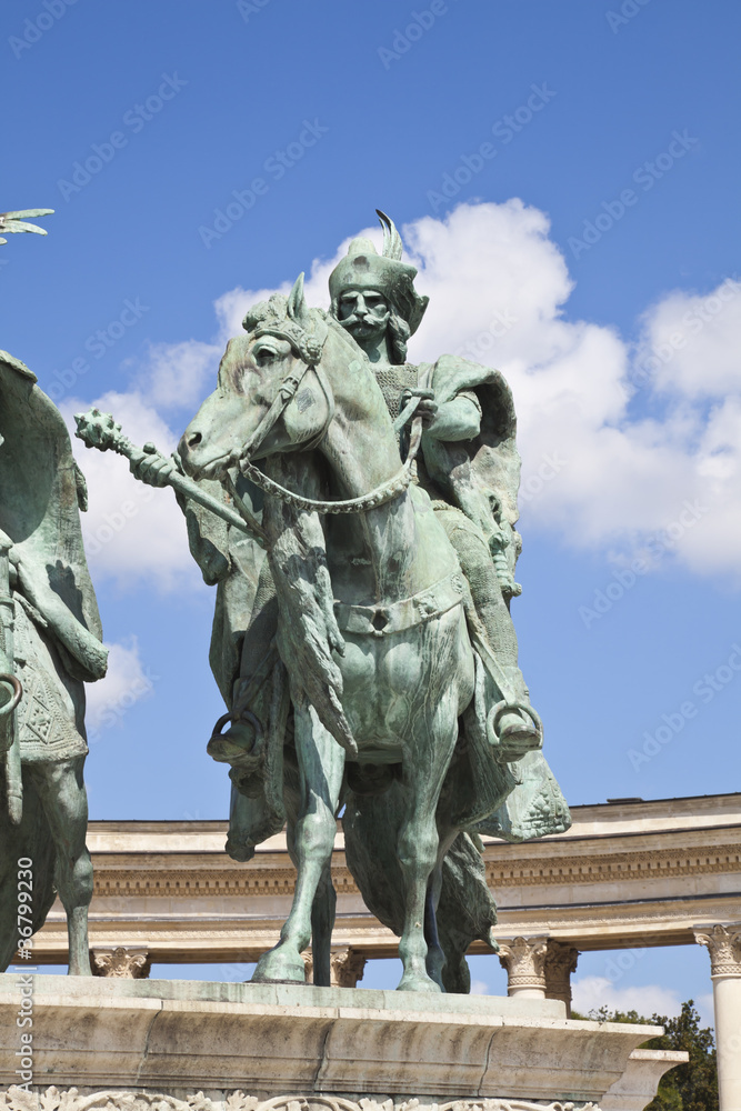 one of the statue in heroes square, budapest, hungary one of the statue in heroes square, budapest, hungary