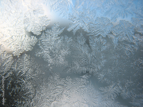 Frosty pattern on winter window