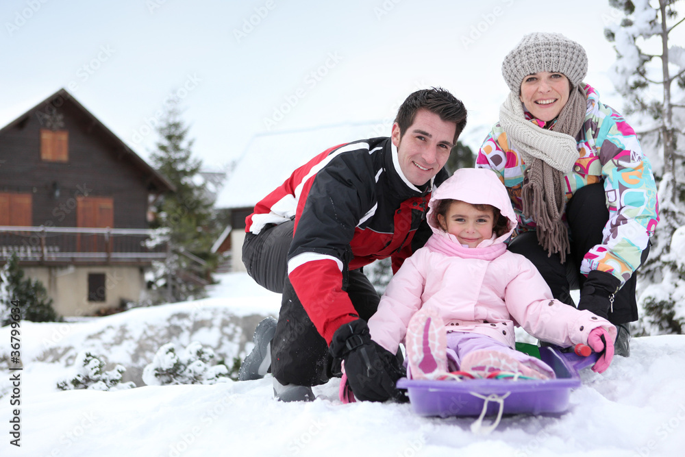 Family on winter holiday