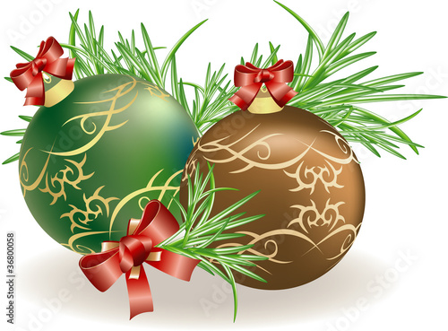 Palle di Natale e aghi di pino