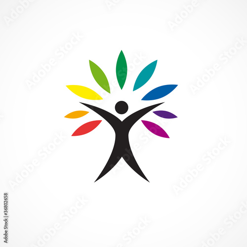 Rainbow Logo man immersed in nature # Vector