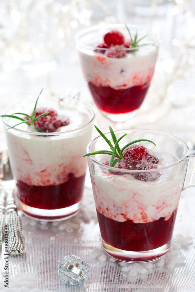 Cranberry dessert with cream Cranberry dessert with cream