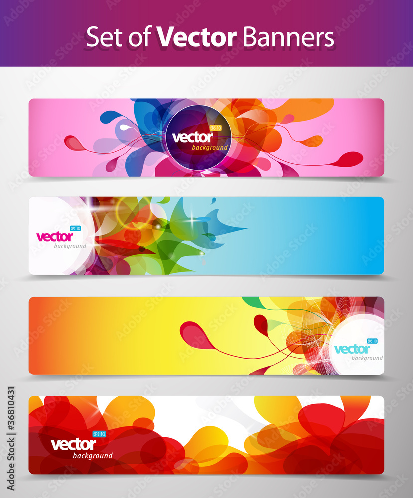 Set of abstract colorful web headers.