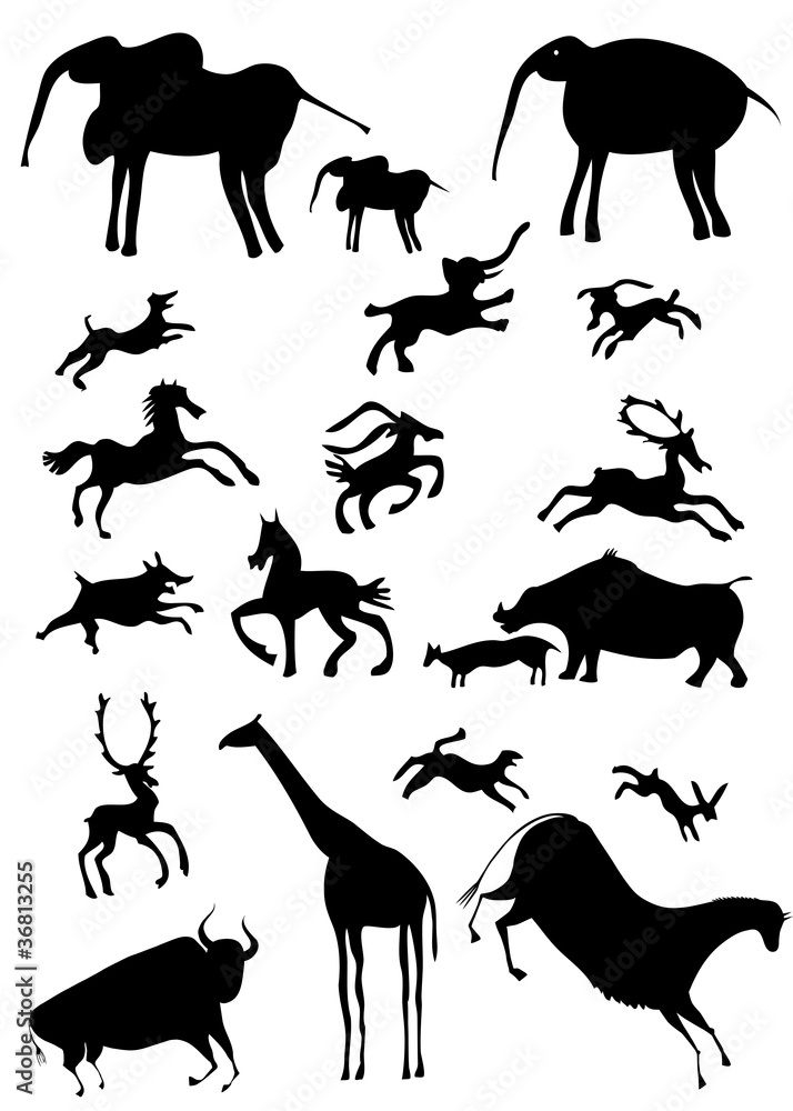 Fototapeta premium African animals looks like cave painting