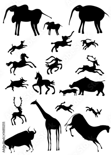 African animals looks like cave painting