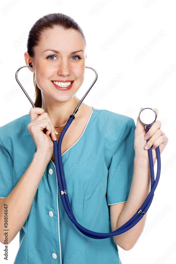 Smiling medical doctor woman with stethoscope Smiling medical doctor woman with stethoscope