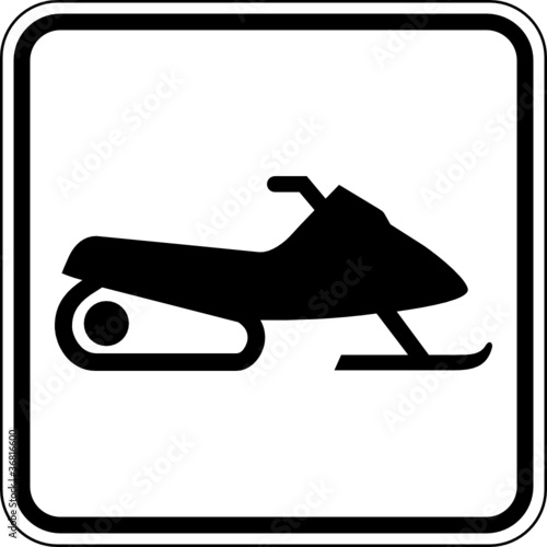 Schneemobile - Motorschlitten Schild Zeichen Symbol