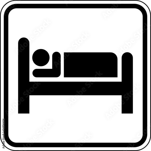 Schlafplatz Bett Unterkunft Gasthaus Schild Zeichen Symbol