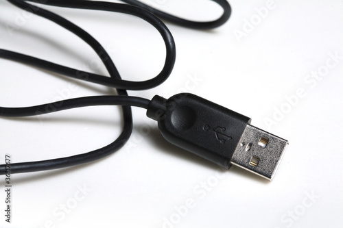 black USB cable isolated.