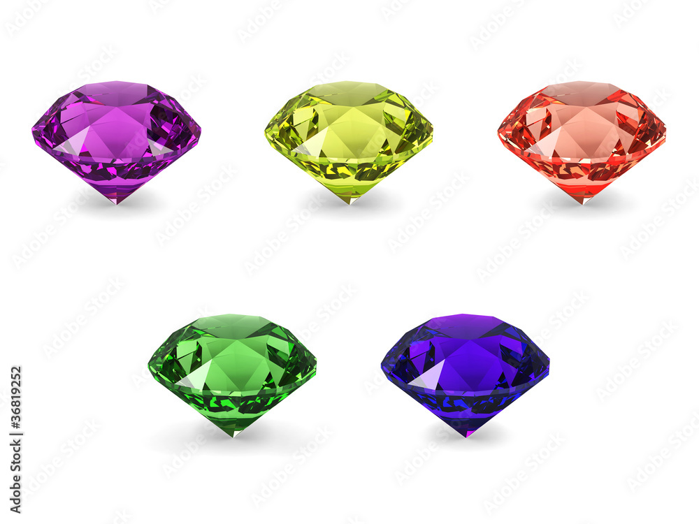 Set of beautiful crystals  isolated on white.