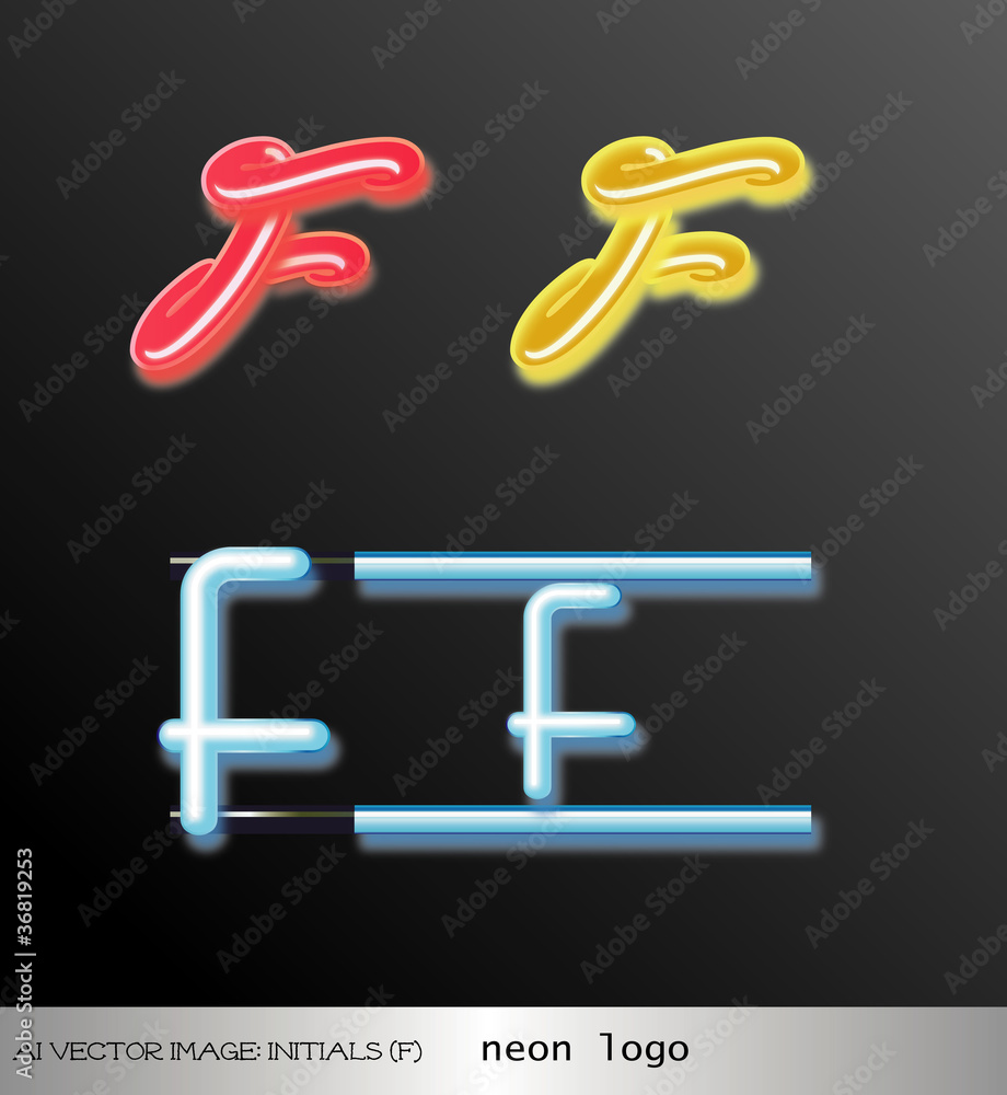ai Vector image: initials (F) neon logo ai Vector image: initials (F) neon logo