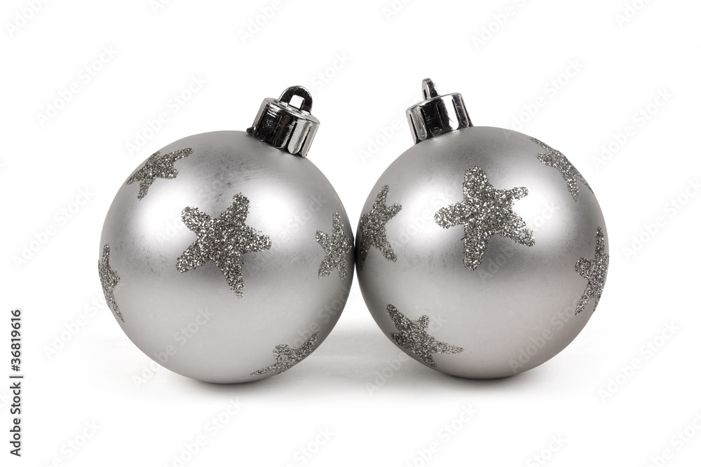 Two silver christmas balls Two silver christmas balls