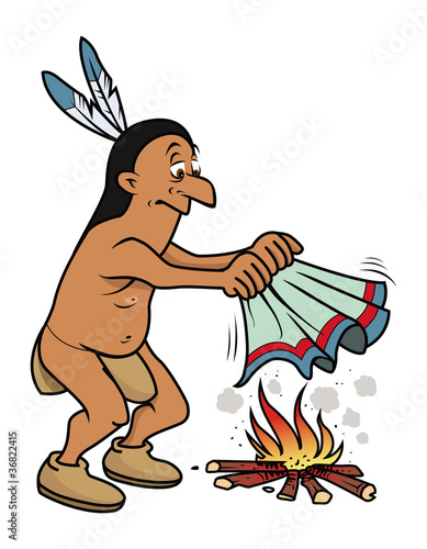 Indian making smoke signals
