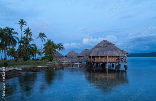 Lodges on the water in the San Blas Islands in Panama