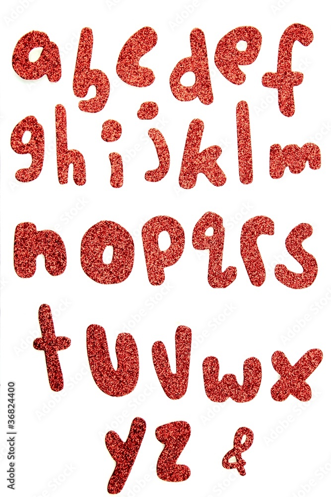 Alphabet red and shimmer Alphabet red and shimmer