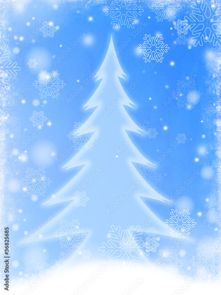white christmas tree in blue