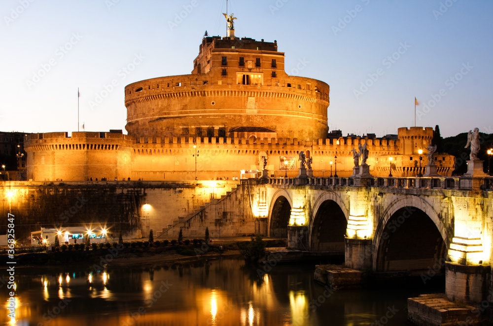 Castle of Saint Angelo in Rome at night Castle of Saint Angelo in Rome at night