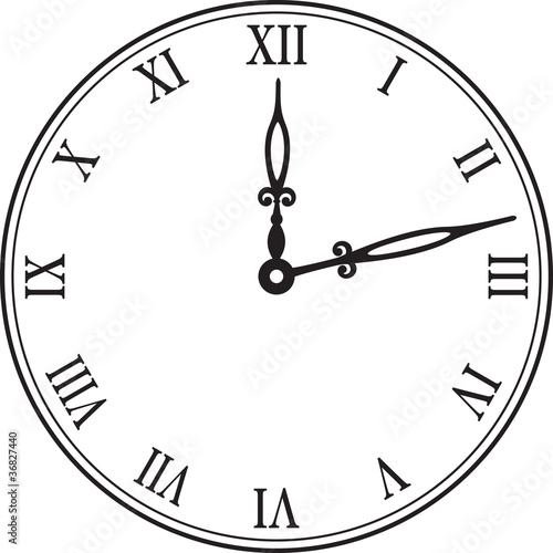 Black wall clock. vector illustration