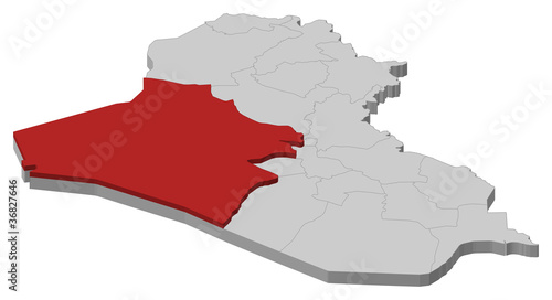 Map of Iraq, Al Anbar highlighted photo