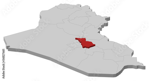 Map of Iraq, Babil highlighted