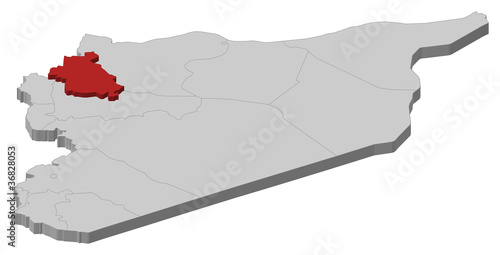 Map of Syria, Idlib highlighted photo