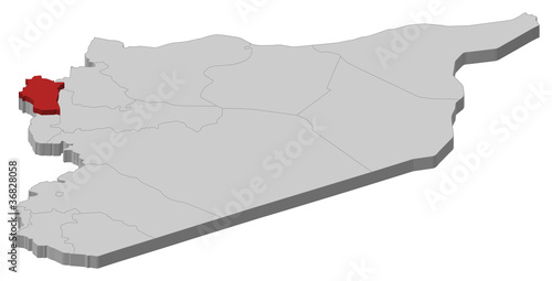 Map of Syria, Latakia highlighted