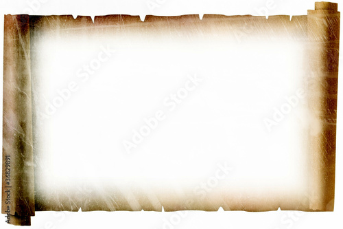Foglio di pergamena su fondo bianco photo