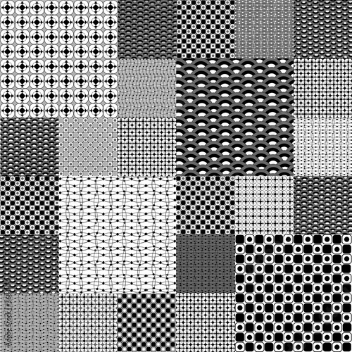 Set of black and white geometrical patterns