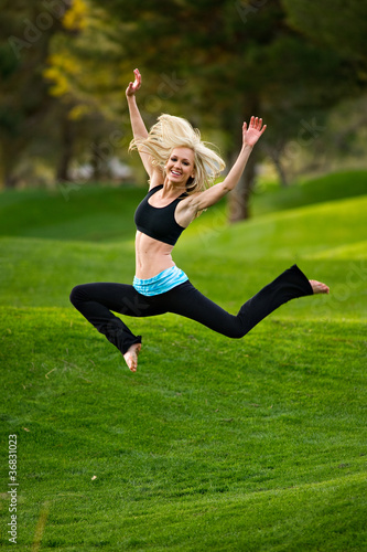 Yoga leap in the park