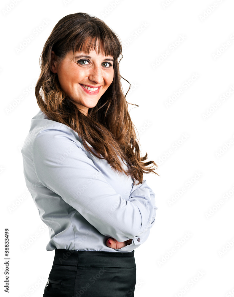 Smiling businesswoman portrait isolated on white Smiling businesswoman portrait isolated on white