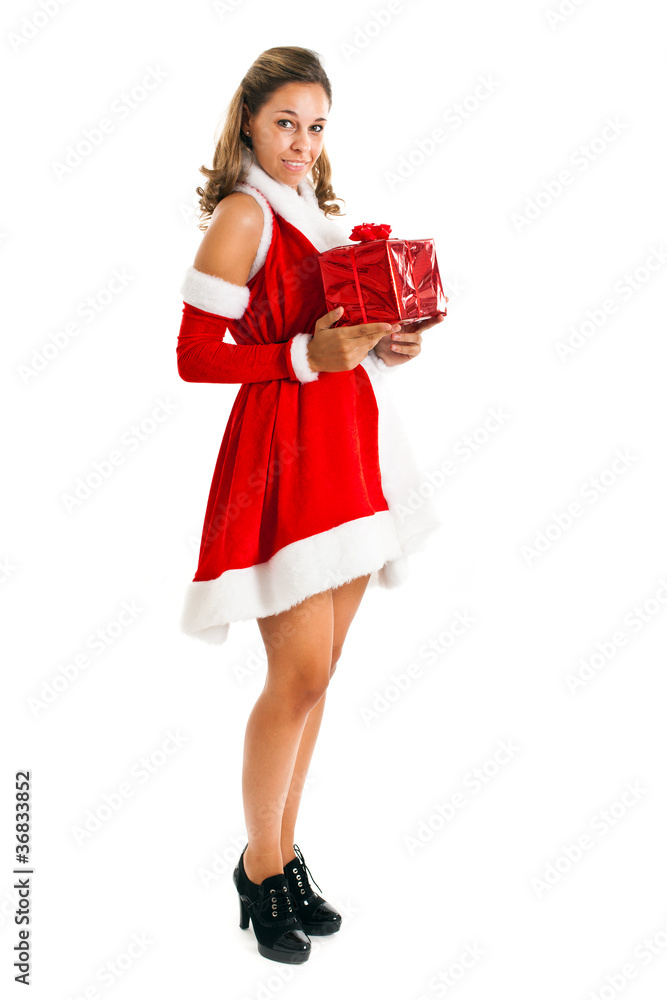 Sexy Santa Claus holding a present Sexy Santa Claus holding a present
