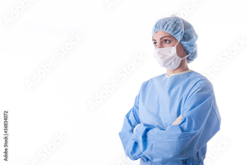 sterile femal nurse or sugeon waiting