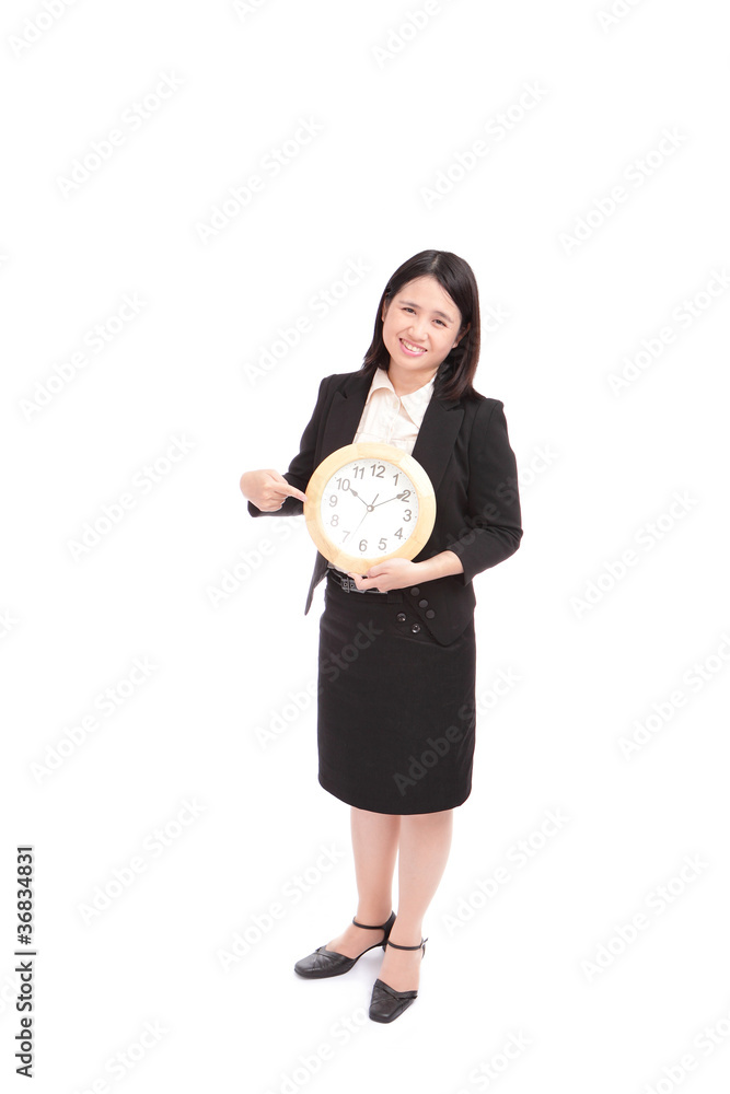 Asia Business woman holding a clock Asia Business woman holding a clock