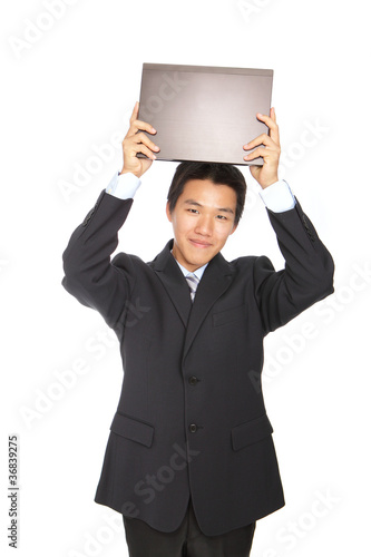 young business man holding notebook
