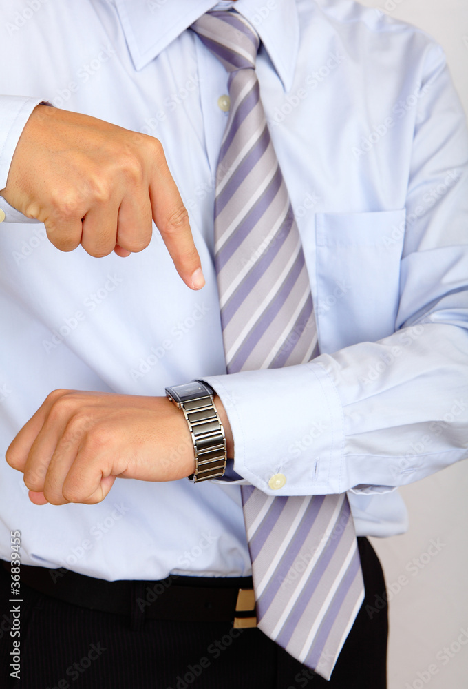 time is up, business man hand finger and watch time is up, business man hand finger and watch