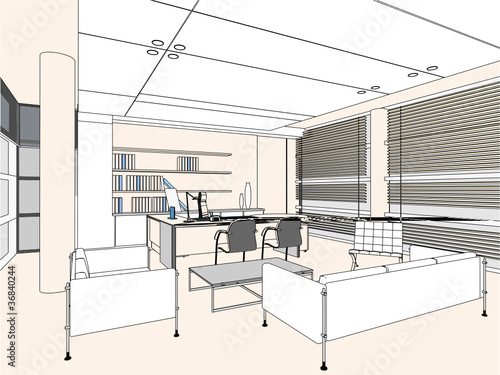 Interior Office Room Vector 04