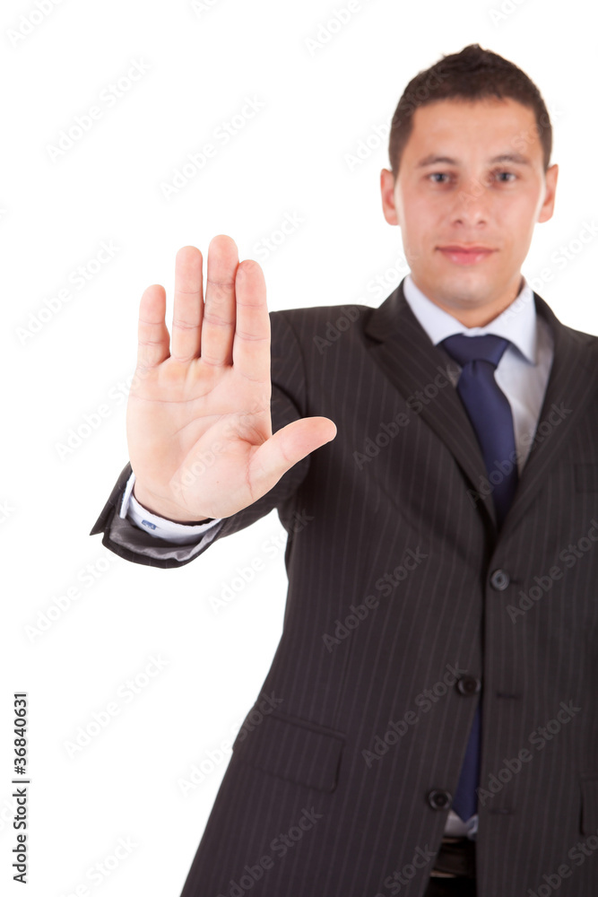 Business man making stop sign