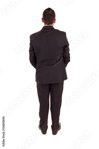 Business man posing backwards